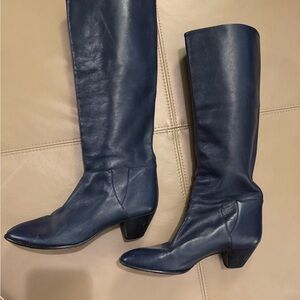 Vintage Hana Mackler Navy Leather Heeled Boots